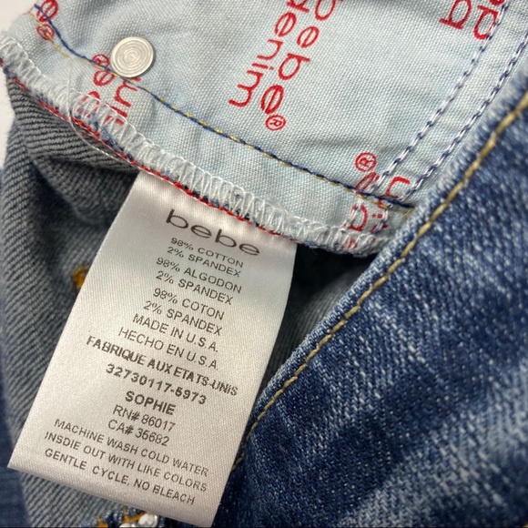 Bebe Rhinestone Y2K Low Rise Jeans Sz 27 - Picture 5 of 9